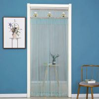 型双层免打孔纱门帘 防蚊门帘挂帘 魔术贴伸缩杆两用四季门帘