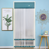 四季蕾丝门帘家用防蚊双层纱帘卧室卫生间隔断帘半帘免打孔魔术贴