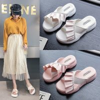 鑫恩尚外穿仙女风夏季凉鞋女ins潮2020新款学生厚底平底绸缎拖鞋