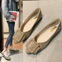 鑫恩尚尖头单鞋女外穿2020夏季新款浅口平底瓢鞋网红百搭时尚方扣豆豆鞋