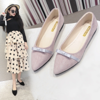 鑫恩尚网红尖头浅口单鞋2020春季新款洋气百搭平底晚晚鞋女鞋一脚蹬瓢鞋