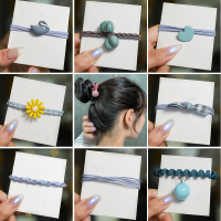 头绳女简约气质橡皮筋女扎头皮套高弹力耐用网红发绳ins 森系发圈|小仙女八件套-清新蓝色系【送收纳袋】