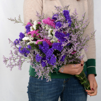 云南大束情人草勿忘我干花束家居摆设小清新真花插花鲜花|玫红+紫+白+情人草2斤(不含花瓶