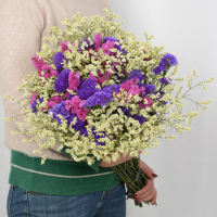 云南大束情人草勿忘我干花束家居摆设小清新真花插花鲜花|玫红+紫+黄水晶2斤(不含花瓶
