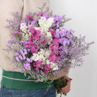 云南大束情人草勿忘我干花束家居摆设小清新真花插花鲜花|玫红+浅紫+白+情人草2斤(不含花瓶