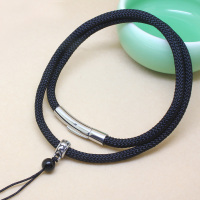 高档吊坠挂绳编织项链绳子玉坠玉佩水晶挂件绳男女粗款颈绳挂坠绳|黑扣&mdash;咖色绳45CM长