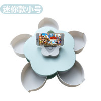 欧式创意多功能双层旋转糖果盒干果糖盒分格带盖花瓣果盘结婚零食|北欧蓝加厚迷你小号单层