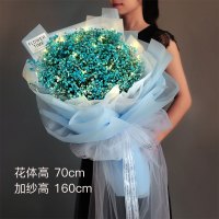 大束干花花束纱礼盒玫瑰真花永生花女生日礼物七夕情人节|大束蓝色永生花70CM+纱160CM