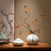新中式禅意餐桌干花花瓶摆件玄关客厅电视柜插花陶瓷装饰品