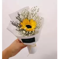 向日葵玫瑰干花花束香皂花送同学闺蜜女友生日毕业拍照花|单支向日葵白色包装