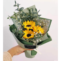 向日葵玫瑰干花花束香皂花送同学闺蜜女友生日毕业拍照花|3支向日葵尤加利款
