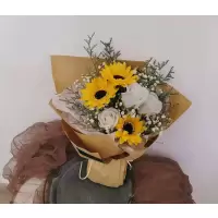 向日葵玫瑰干花花束香皂花送同学闺蜜女友生日毕业拍照花|三朵向日葵三朵玫瑰中号