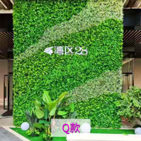 仿真植物墙绿植墙面草皮室内墙壁装饰绿色草坪塑料假花形象背景墙|Q款