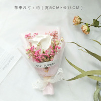 ins网红迷你干花真花勿忘我装饰小花束淡紫色家居客厅摆设|S粉满白香皂玫瑰粉色 干花包