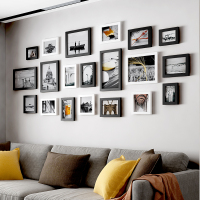 客厅照片墙组合相片墙墙贴挂墙相册背景墙洗照片|20框D+黑白混搭+一色+192*80cm+适合2米以上大墙面