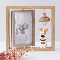 创意北欧个性铁艺相框摆台ins木质双面相架照片摆件6寸六|双面-小狗 6寸+洗照片+礼品袋