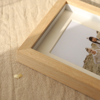 洗照片做成相框组合相片摆台照片来图6寸婚纱照画框挂墙三连|原木色 21*50【卡纸内放四张6寸】横摆桌+横挂墙
