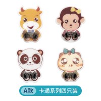 创意可爱插头挂钩厨房电源线收纳免打孔门后墙壁钥匙粘钩强力粘胶|A款-卡通系列(四只装)