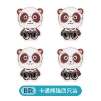 创意可爱插头挂钩厨房电源线收纳免打孔门后墙壁钥匙粘钩强力粘胶|B款-卡通熊猫(四只装)