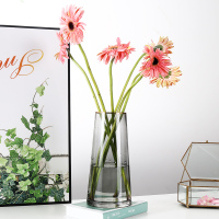 轻奢描金透明玻璃花瓶干花客厅花器摆件装饰创意北欧水养插花