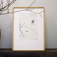 24寸圆角相框摆台挂墙尺寸中式书法字画画框装裱原木|榉木+白色卡纸圆角框 8寸(内尺寸15*20cm)