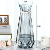 北欧特大号30cm高水培富贵竹玻璃花瓶透明百合插花瓶摆件客厅|30南瓜（灰色） 大