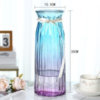 北欧特大号30cm高水培富贵竹玻璃花瓶透明百合插花瓶摆件客厅|纸（蓝紫色） 大
