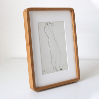 24寸圆角相框摆台挂墙尺寸中式书法字画画框装裱原木|柚木+白色卡纸圆角框 8寸（内尺寸15*20cm）