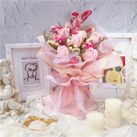 ins干花花束棉花勿忘我向日葵玫瑰皂花永生花生日毕业花束|许愿兔皂花款35cm*25cm