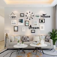 创意客厅相框挂墙免打孔餐厅墙壁画框组合北卧室相片墙自粘贴|黑白-海边依恋(PS-11N) 适合1m-2m的墙面
