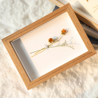 创意手工相架diy干花北欧标本立体相框加冲洗照片6寸小摆台横竖|柚木色 8k【挂墙】内径26.5*38