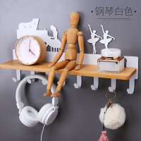 门口钥匙挂钩挂衣架玄关装饰钩墙上壁挂衣服墙壁进门免打孔置物架|钢琴8钩(白色)收藏[送免钉胶+安装工具]