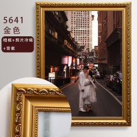 婚纱照相框挂墙24寸尺寸画框摆台欧式洗照片做成相框|5641金色+洗照片 小24寸挂墙(41*61cm)