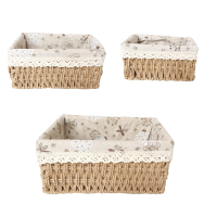 收纳筐藤编储物盒桌面杂物篮子小整理盒简约化妆品收纳盒编织布艺