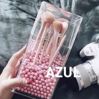 亚克力化妆刷收纳桶美妆刷子收纳盒精品笔刷筒刷具防尘有盖带珍珠