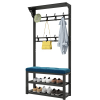 门口换鞋凳简易家用挂衣架一体衣帽架小玄关收纳凳可坐穿鞋柜鞋架