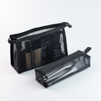 便携旅行化妆刷收纳包化妆品网纱袋口红气垫眉笔收纳包立式小号