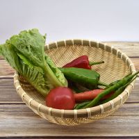 竹编簸箕馒头筐竹制子洗菜装水果道具表演果盘收纳篮小竹筐