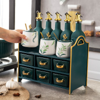 厨房家用收纳组合套装盐罐油壶盐罐酱醋壶瓶刀架调料作料调味瓶罐