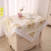 床头柜盖布欧式小桌布微波炉罩冰箱巾洗衣机罩多用防尘罩盖巾|杏色欧花黄 60*60两片