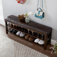实木换鞋凳软包坐垫家用多功能储物凳进门口鞋架可坐式穿鞋凳鞋柜