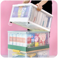 书箱带轮子学生教室用高中装书本透明收纳箱整理可折叠书籍储物盒