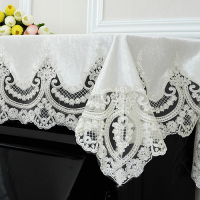 欧式钢琴罩蕾丝布艺钢琴盖布雅马哈钢琴防尘盖式田园风格|淡米色 38*58CM单人凳罩(不含琴罩)