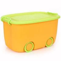特大号收纳箱塑料衣服玩具收纳箱家用大号储物箱子卡通收纳整理箱|绿黄撞色 大号+大号[2只装]