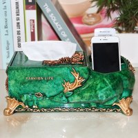 纸巾盒北欧ins家用抽纸盒客厅创意多功能纸抽盒遥控器收纳盒摆件|幸福鹿翡翠色纸巾盒