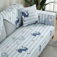 沙发垫四季通用防滑布艺简约沙发套全棉纯棉全包全盖沙发巾罩|海底 70*70cm