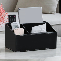 抽纸盒家用客厅多功能纸巾盒创意茶几杂物遥控器收纳盒北欧风ins|黑色牛皮纹升级款