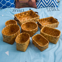 编织木片收纳篮篮水果蔬菜篮子创意藤编篮储物篮