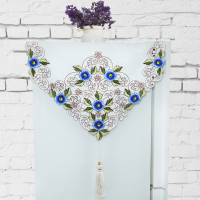 冰箱顶防尘罩盖布布艺蒙布单双开门遮盖布中式洗衣机盖巾|1802蓝 尺寸:69*169cm(吊坠款)