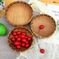竹编簸箕果盘烟熏竹筲箕竹制品竹编菜篮沥水洗菜篮收纳筐装饰道具